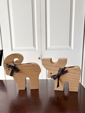 Vintage Wooden Animal-shaped Candle Holders Farmhouse Decor CottageCore Elegant